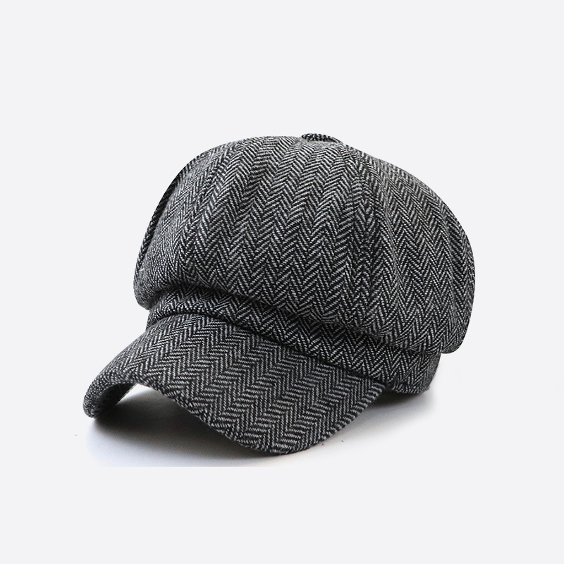 春秋人字斜八角帽子复古英伦遮阳休闲百搭画家帽情侣鸭舌帽