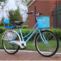 通勤自行车淑女成人学生自行车2426寸轻便淑女复古老单车vp 款24寸白色 默认尺寸