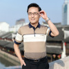 梵克公牛休闲短袖T恤男青年薄款上衣 2021热卖夏季新款品牌男装 条纹提花男式翻领短袖T恤 爸爸装T恤男