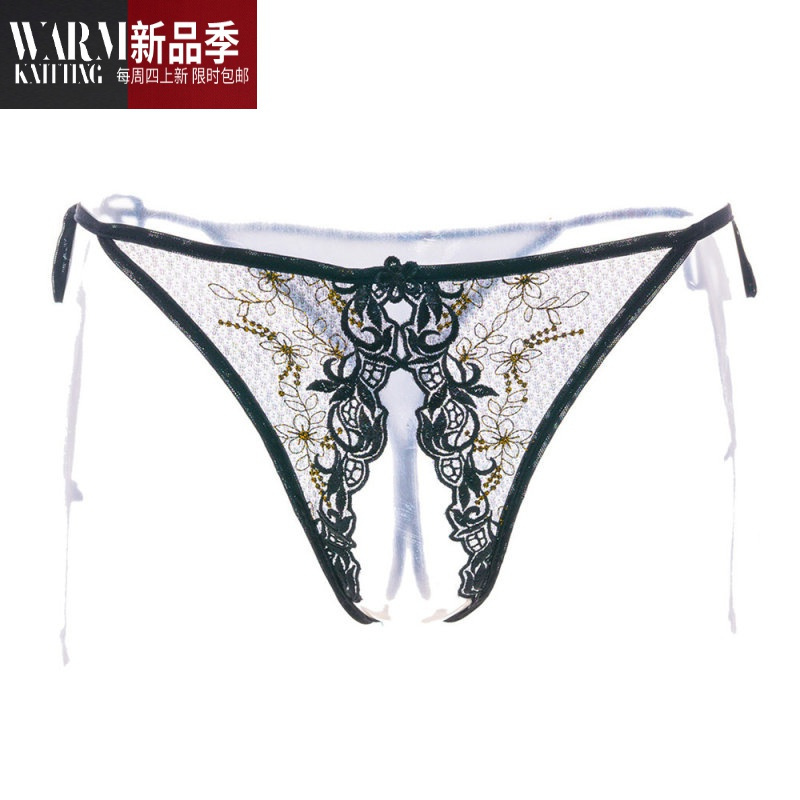 日系开档女内裤性感情趣内衣开裆式免脱丁字裤透明骚用品套装shanchao