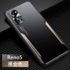 OPPOReno5手机壳防摔金属全包镜头Reno5pro软高档硅胶时尚男女薄 黑金[金属刀锋] Reno5-全包镜头[单