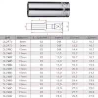 得力(deli)DL2481 10mm系列六角长套筒 11mm 银色 1支