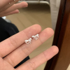 S999纯银[公主的蝴蝶结]耳钉女甜美时髦韩系耳环小众设计感