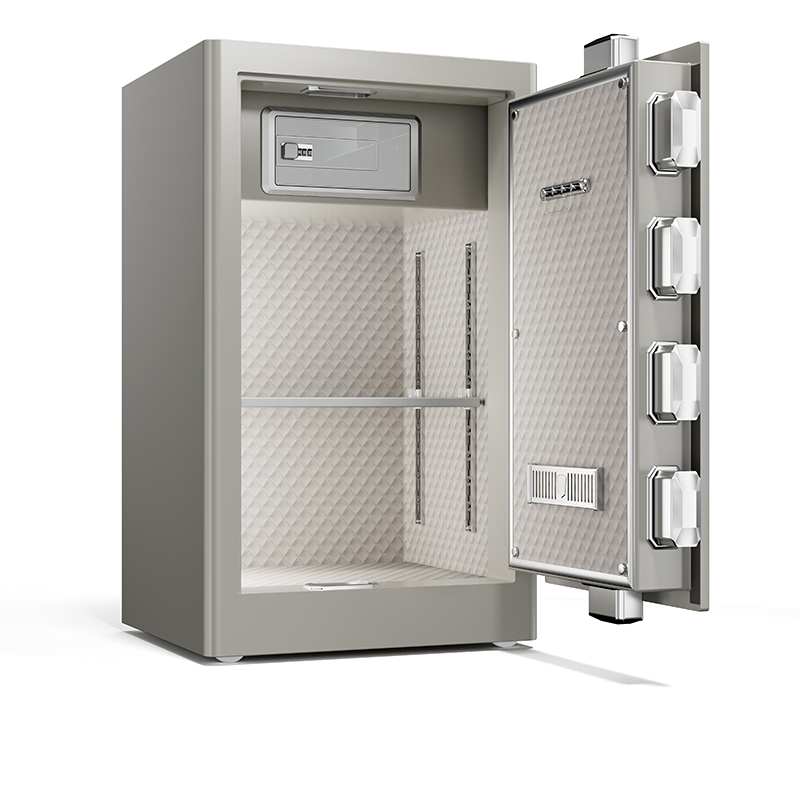 鑫金虎 保险箱家用小型指纹密码锁 H700×W420×D380 灰银色高清大图