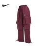 Nike耐克女子工装长裤耐穿2024冬宽松抽绳宽松长裤深红HQ4749-652
