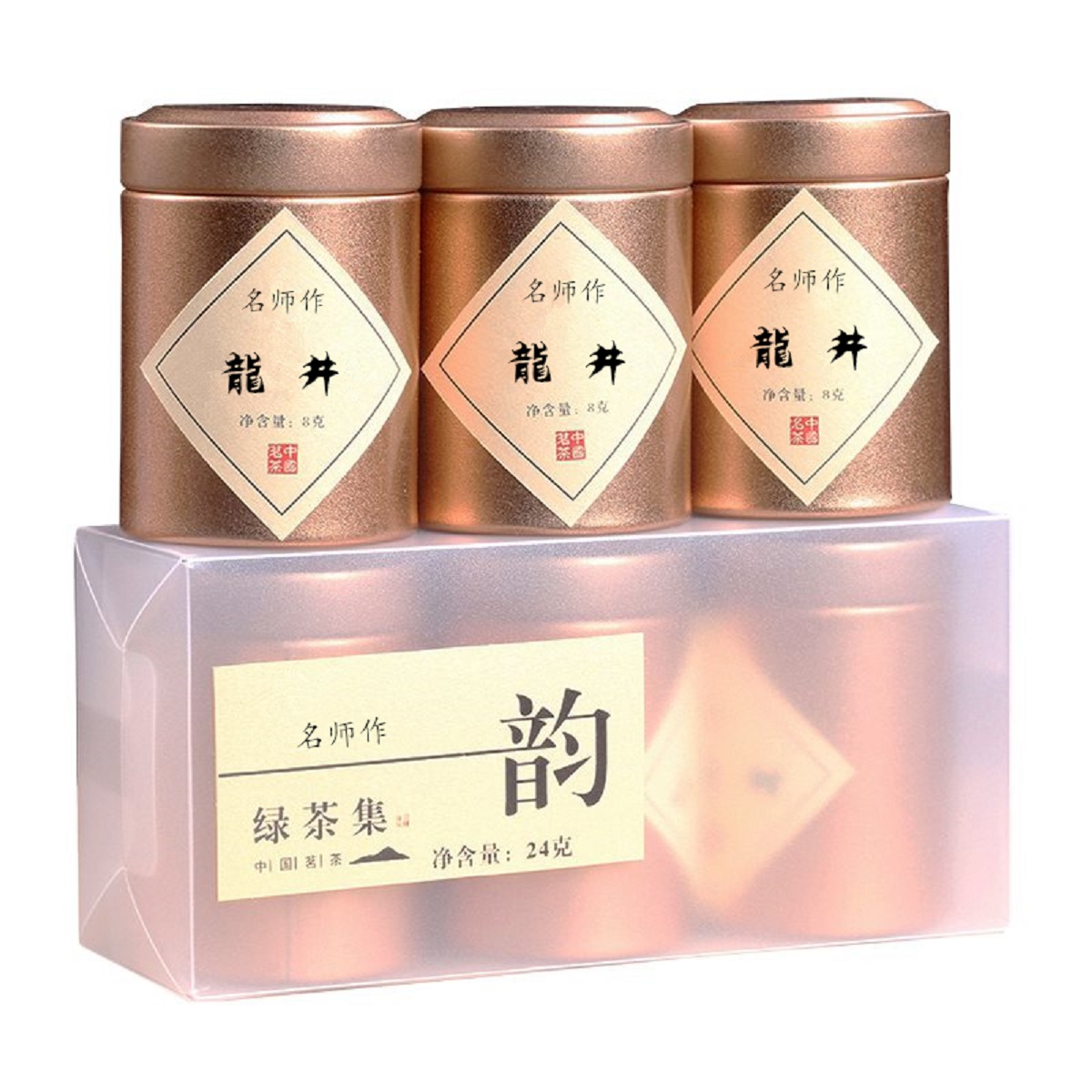 新茶龙井茶雨前浓香型绿茶小泡罐绿茶茶叶源御露名师作3罐共24g