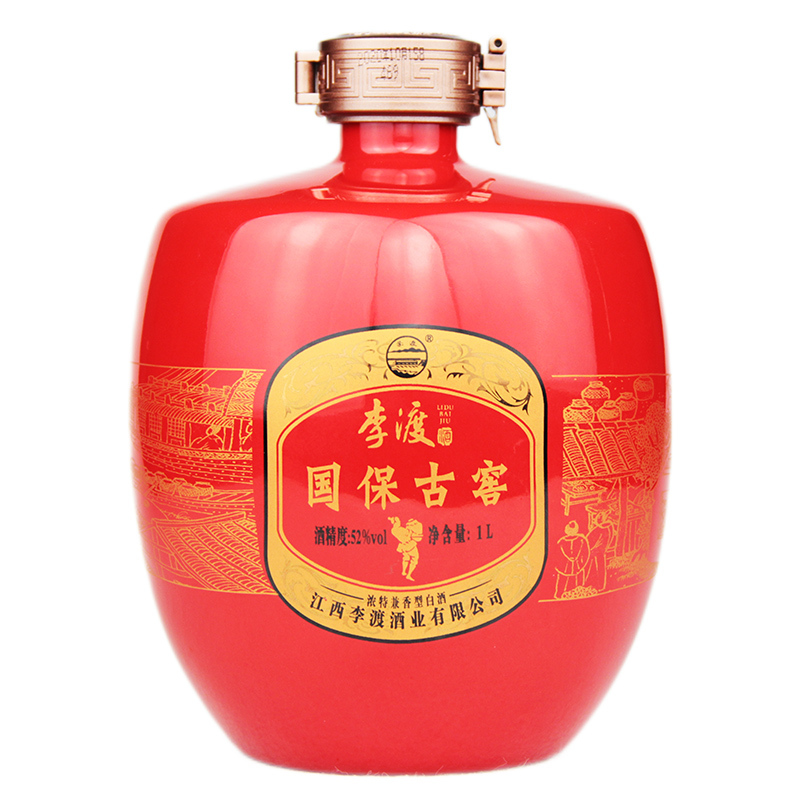 李渡官方旗舰店李渡高粱酒粮食酒李渡酒国保古窖52度坛装1l粮食白酒坛