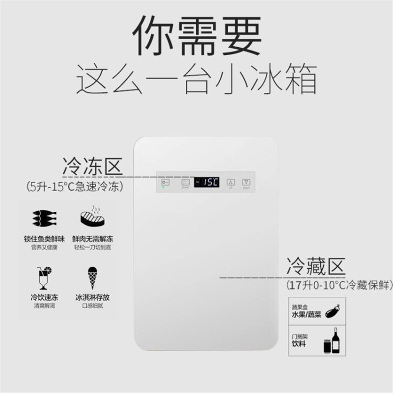 闪电客冷冻迷你小冰箱宿舍用车载冰箱小型单人用学生公寓车家两用