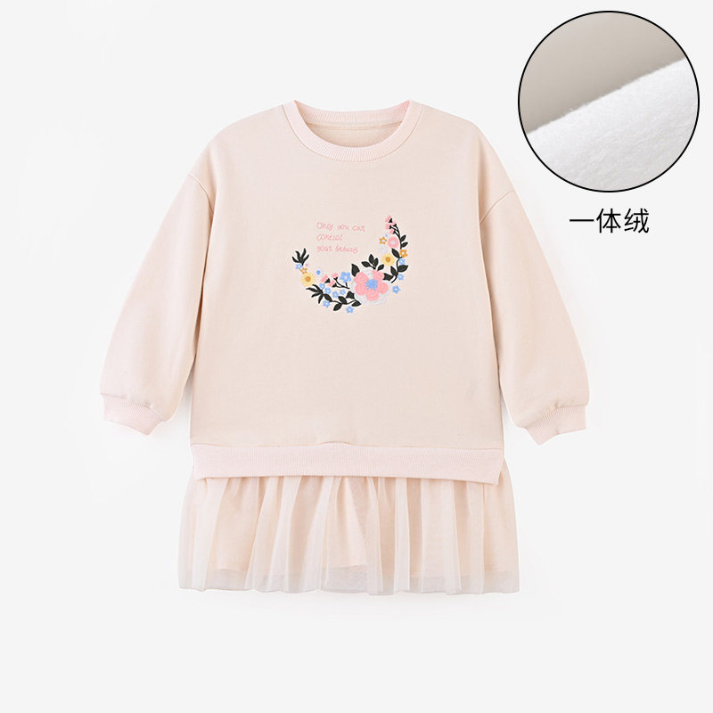 [2折价:89元]铅笔俱乐部童装女童连衣裙加绒加厚秋冬中大童裙子复古刺绣