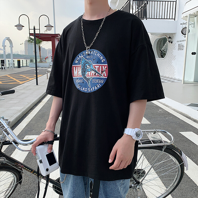 梵克公牛男短袖2021新款夏季上衣ins港风流宽松半袖T恤学生衣服