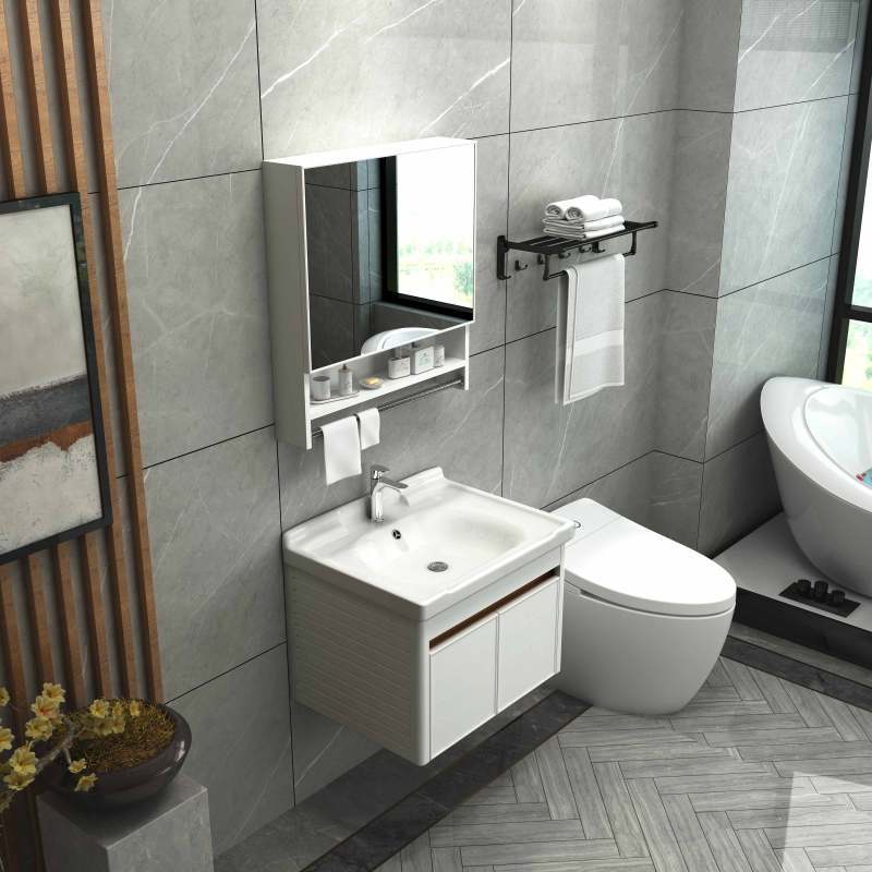 四季沐歌浴室柜组合太空铝洗手盆组合洗脸盆柜面盆套装洗手台视频