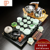 家用整块实木旅行带电器全自动一体茶台电茶炉茶海茶具盘 国泰家和 金色全自动木质鱼吉祥万福旅行茶具