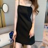 吊带连衣裙女夏季2021新款韩版显瘦百搭包臀小黑裙修身内搭打底裙 黑色(爆款） S （建议75-95斤）