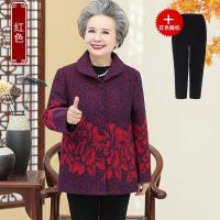 迪鲁奥（DILUAO)轻奢品质中年老太太春秋外套女老人长袖装60岁70老年人秋装衣服宽松奶奶装_425_122 XL建议75-105斤左右详情咨询客服 红色上衣+春秋长裤
