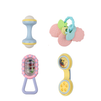 五星新生儿环保安抚手抓摇铃宝宝牙胶玩具组合奶瓶桶装3-6-12个月