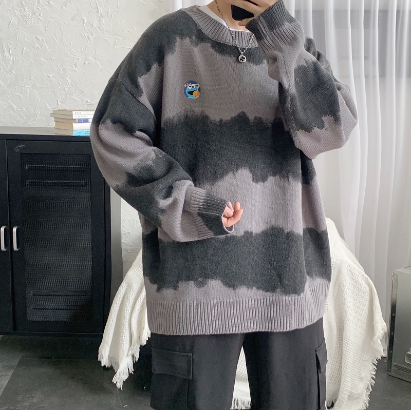 BaLuoShang潮流毛衣男士秋冬季新款韩版宽松休闲加厚针织衫情侣圆领慵懒上衣毛衣