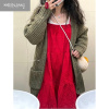 可莉允日单U家2023款亲子女童度假裙泡泡纱连衣裙打褶吊带裙y454268