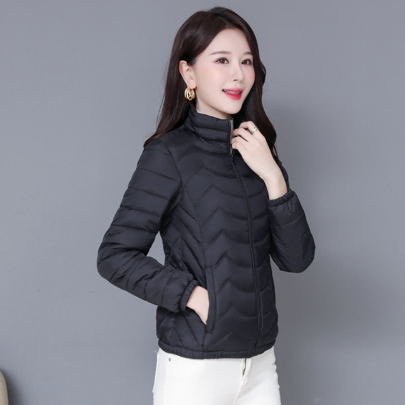 迪鲁奥（DILUAO)40岁50岁妈妈穿的羽绒服女短款2021年新款冬季时尚立领小冬装外套 4XL GYM606~黑色