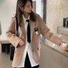 街拍学生感黑色西装外套女宽松大码2021秋季新款小西服英伦风