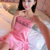 冰丝绸吊带背心女睡裙漏背性感睡衣女士夏季薄款短裙子新款家居服 [靓菲鸟正品]01D 888#西瓜红 S 75-95斤