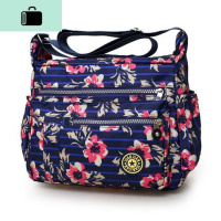 韩版新款牛津布包帆布女包斜挎包休闲大容量旅行包新款妈妈包女包NEWLAKE 蓝大花
