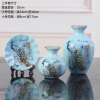 迷你陶瓷水培花瓶办公室桌面书架可爱墙上置物架装饰品小摆件套装 三维工匠 花开富贵白色三件套[大号]送1束花