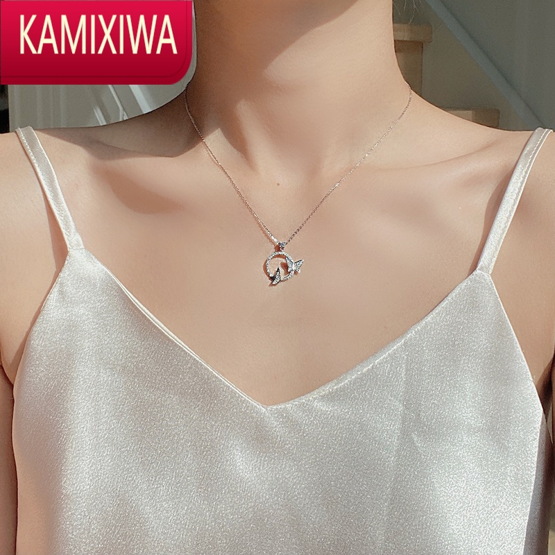 KAMIXIWA高级感女友生日礼物蝴蝶银项链女轻奢小众设计2022年饰品百搭女