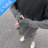 喻娄I秋欧美忍者袖套长袖T恤男女洗水泛白做旧渐变oversize打底衫潮