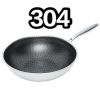 (特厚316 复合底)炒锅不粘锅32CM34CM不锈钢平底锅炒菜锅通用锅具 [304特厚]34cm无盖