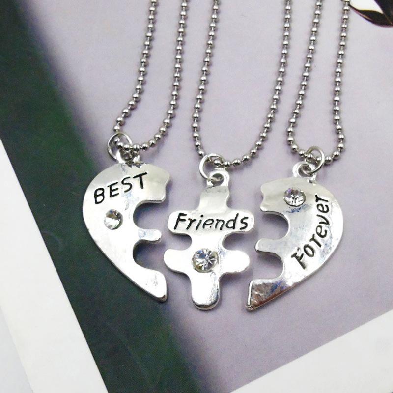 心形镶钻分裂的心BestFriendsForever闺蜜组合项链女LTDZ6567送女朋友七夕情人节礼物