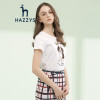 哈吉斯HAZZYS 新款女圆领T恤 休闲简约皇冠狗短袖上衣