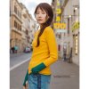 茵曼INMAN秋装新款半高圆领时尚撞色拼接修身套头毛衣女针织衫【1883132371】