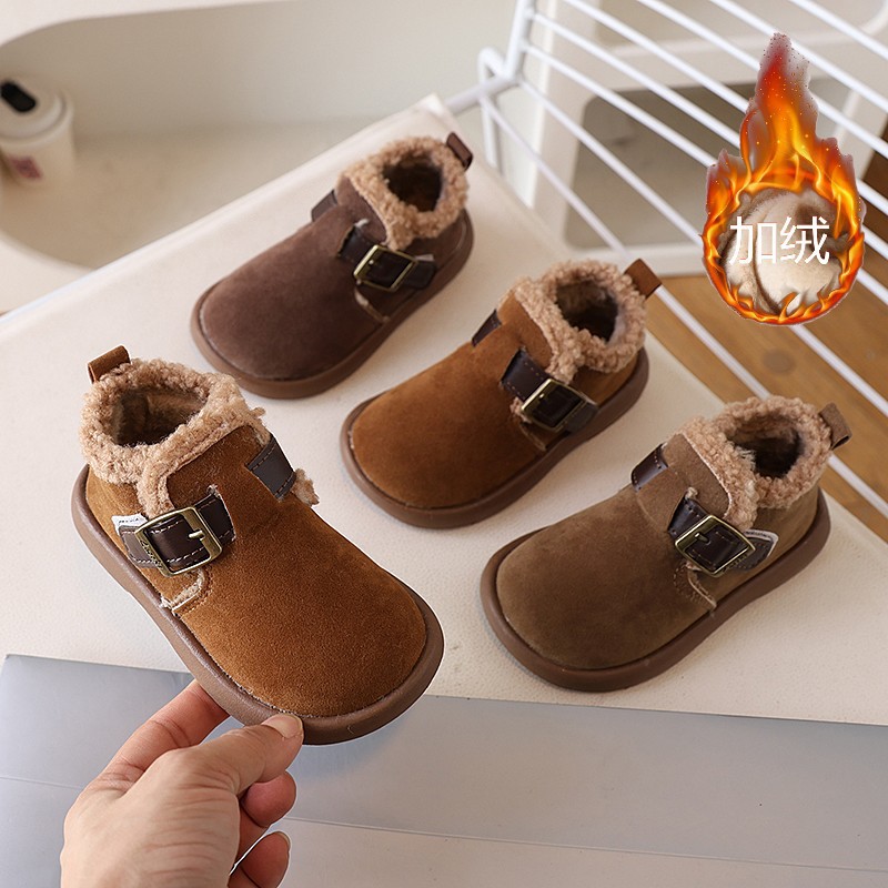 女童棉鞋加绒小靴冬季新款时尚保暖小女孩童鞋儿童加棉短靴