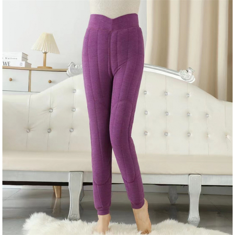 奶奶冬装加绒加厚保暖裤子妈妈装高腰打底裤女老年人护膝弹力棉裤_1