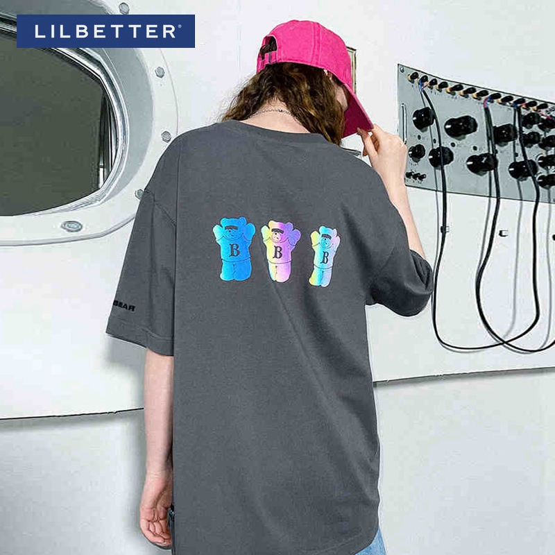 lilbetter小熊短袖男2021街头帅气短袖休闲潮流五分袖