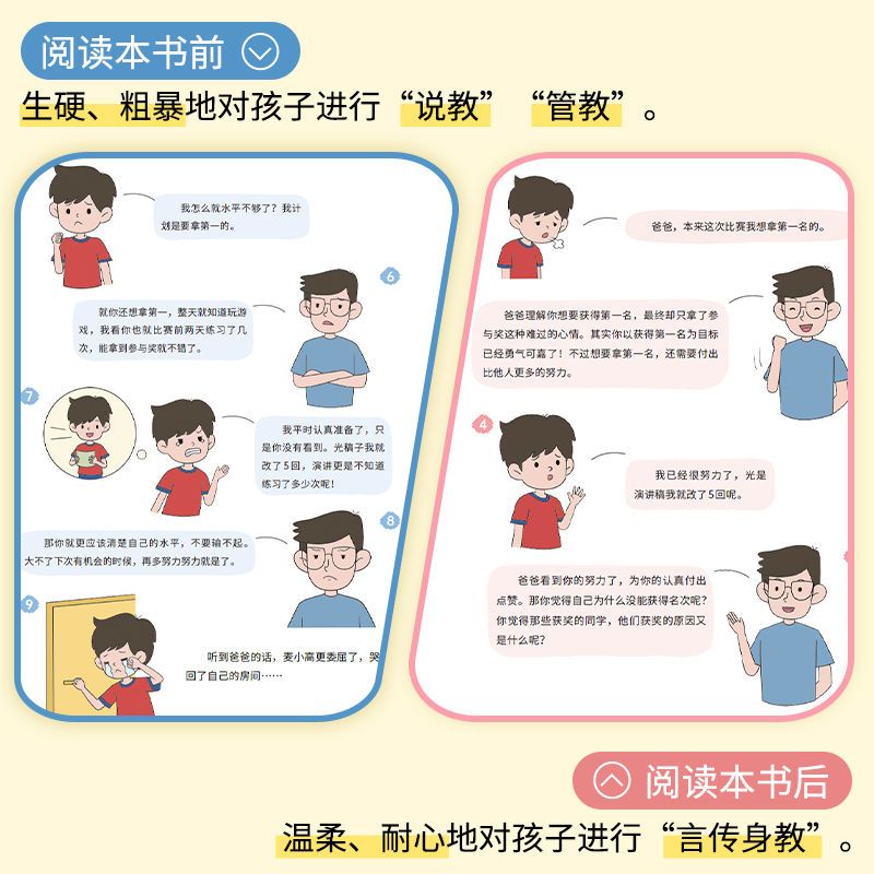 [育儿宝典全两册]言传身教+父母的语言 [正版]说教管教不如言传身教漫画版6-15岁帮助父母告别亲子沟通问题育儿指南家教