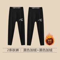 南极人男士秋裤单件薄款紧身打底裤男保暖裤加绒加厚 XXXL155-190 2条秋裤/黑色加绒+黑色加绒