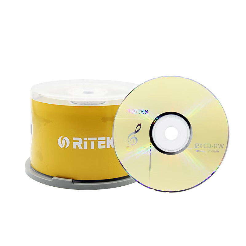 铼德RITEK 可擦写 CD-RW 4-12X 700MB 刻录空白光盘数据盘 50片桶装 CD-RW[50片桶装]