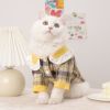 格子大翻领可爱棉衣-黄色 XS:胸围32cm(建议1-3斤左右) 猫咪衣服秋季防掉毛布偶蓝猫小猫幼猫保暖冬装秋冬猫猫宠物