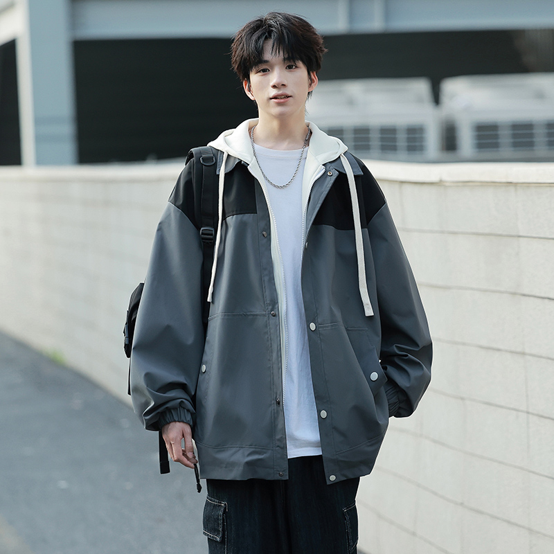 狮臣SHICHEN 2023年秋季新款工装外套男装男士夹克青少年宽松连帽夹克外套休闲百搭男外套上衣潮男装