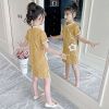 女童夏装汉服裙子童装旗袍女孩公主裙洋气2021新款儿童连衣裙夏季 姜黄色[格子旗袍] 110码(适合身高1米-1米1)