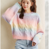 唐狮早秋新款炫彩开衫针织外套女V领外穿长袖温柔宽松毛线衫