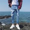 男士破洞仔裤韩版潮流脚薄款修身九分裤乞丐裤
