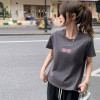 [2.5折价46.2元叠加优惠券]唐狮夏季女圆领前胸字母短款短袖T恤辣妹美式复古百搭韩系潮