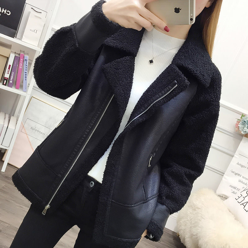 大码女装皮毛一体皮衣女外套2021冬季新款胖妹妹显瘦加绒皮衣潮15天内发货