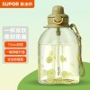 苏泊尔(SUPOR)儿童水杯大肚杯1500ml随行杯密封防漏大容量塑料杯女运动水壶学生双饮杯子KC15JM20军野绿
