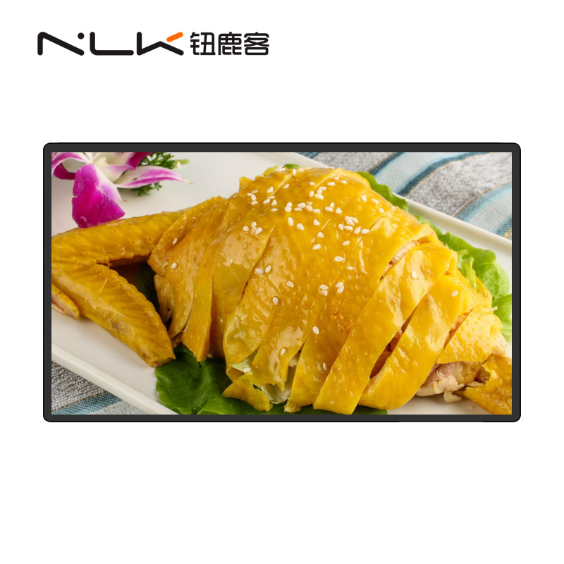 钮鹿客 32英寸 薄款壁挂广告机 高色域 纯平面 贴墙安装 高清液晶 数字标牌 海报机 安卓一体机 带钢玻璃
