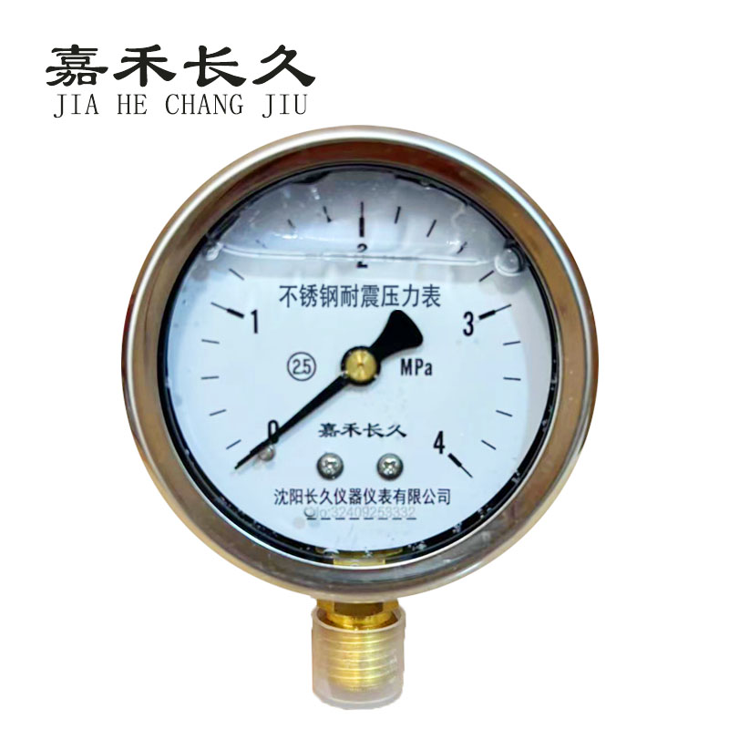 嘉禾长久+不锈钢耐震压力表检测定制型+YN60BF+块 0-4Mpa