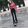 黑色微喇九分裤夏季2018新款女裤高腰裤子学生chic风喇叭裤女春秋