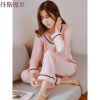 睡衣女秋季 长袖纯棉韩版可爱甜美清新学生套装休闲 家居服粉色